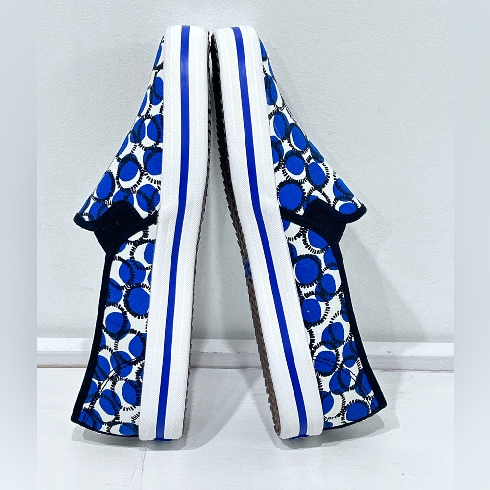 Keds‎ x Kate Spade New York Slip-on Sneaker Blue and White Circle Print Size 8 - Picture 9 of 12